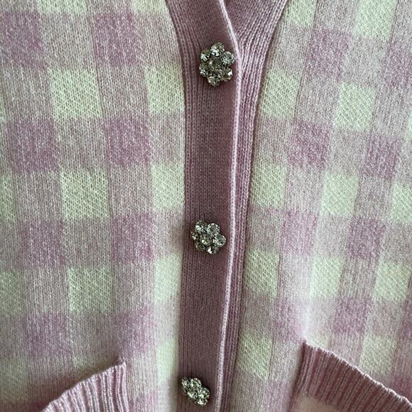 Charter Club Pink Cream Cashmere Vest Gingham Sz Medium - Picture 6 of 7